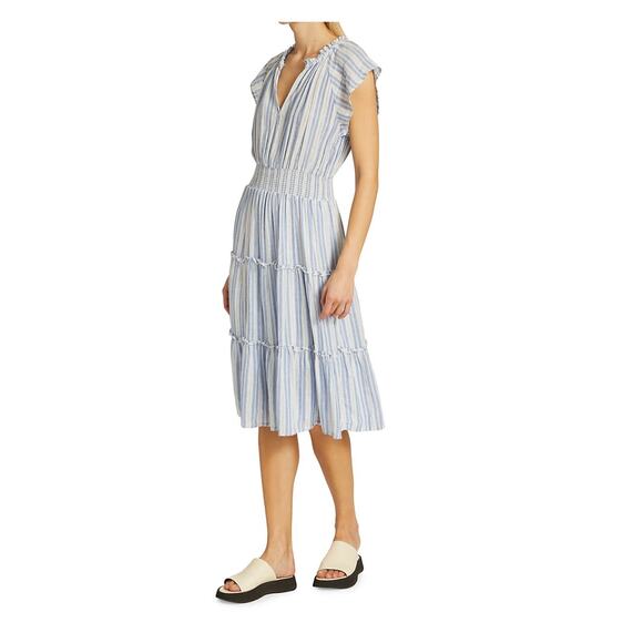 Rails Amellia New Haven Stripe Tiered Linen Blend Dress S - Picture 5 of 10